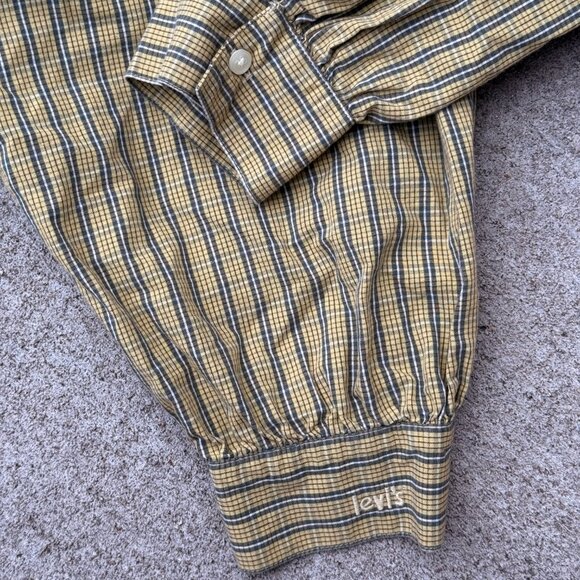 Levi's Devin Plaid Crop Long Sleeve Blouse Top Zelda Plaid Weeping Willow- Large - Picture 6 of 9